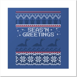 Seas 'N Greetings Loch Ness Monster Ugly Christmas Sweater Posters and Art